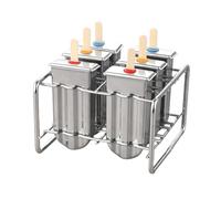 Stampi per ghiaccioli in acciaio inossidabile, stampo per gelato Housemade, set da 6 pezzi con 100 bastoncini, stampi per ghiaccioli con base di supporto, 14,5 x 13 x 10 cm, perfetti per ghiaccioli