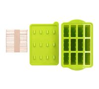 Stampi per Ghiaccioli in Silicone 12 Scomparti con Coperchio e 50 Stecchi - Resistente a Temperature da - 40℃ a 230℃, Facile da Pulire e Multiuso per Casa e Ufficio (Verde +50 bastoncini di gelato)