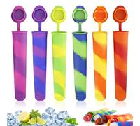 Stampi per Ghiaccioli in Silicone, 6 Pezzi Formine per Ghiaccioli Riutilizzabili, Stampi per Gelato, DIY Popsicle Mold, Stampo Ghiaccioli con Coperchi, Stampi Gelatini Bambini senza BPA