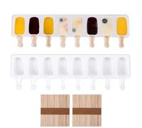 Stampi per Ghiaccioli in Silicone, Stampi Gelato, Stampi Gelato Stecco con 100 Bastoncini, Stampo Senza BPA, Stampi per Gelato fatti in Casa, Congelato Fai da Te, Sorbetti, Budino (A)