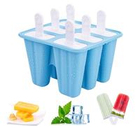 Stampi per Ghiaccioli in Silicone Stampo, Silicone Riutilizzabili Stampi per Gelato, DIY Stampi di Gelati in Silicone, Stampi Ghiaccioli Silicone per Gelato Senza BPA, Stecco, Formine, 6 Cavità