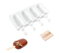 Stampi per Ghiaccioli, Silicone Stampi per Gelato, 4 Cavità Stampi per Ghiaccioli, Riutilizzabili Stampi Gelato per DIY Ghiaccioli, Gelati, Sorbetti, Torta Magnum, con 50 Stecchi Gelato Legno