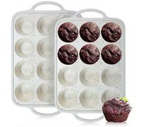 Stampi per muffin in silicone da 2 pezzi, teglia antiaderente per cupcake da 12 tazze, stampi in silicone resistenti al calore senza BPA con manico per teglia per muffin, lavabili lavastoviglie