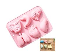 Stampi per organi in silicone - stampi in silicone per organi grandi, stampi in silicone per organi umani, stampi per fondente al cioccolato a 6 fori, decorazioni per torte