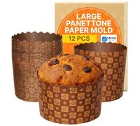 Stampi per pane paska Kulich Paskha Pantone, 12 pezzi, stampo per carta per pane pasquale, stampo per carta panettone, stampo per carta da panettone antiaderente standard - marrone design L 12 x A 8
