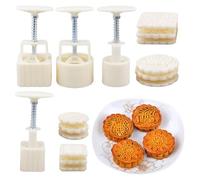 Stampi per pasticceria | Set di 4 stampi per cucina alimentare con disegni | Pressa manuale per pasticceria lunare | per cucina casa ristorante panetteria festival di metà autunno