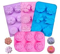 Stampi per Sapone, 4pcs Stampo da Forno in Silicone, Stampo in Silicone a Forma di Fiore a 6 Cavità, Stampi per Sapone per Artigianato, Produzione di Sapone Fatto a Mano (Colore Casuale)