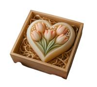 Stampi per sapone in silicone Stampo in silicone a forma di cuore 3D a tulipano con texture trasparente, facile da pulire e sformare, for decorazioni fai te fatte a mano sapone(Color 3)