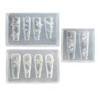 Stampi per Unghie per Nail Art, 3pcs 3D Fiore Stampo per Unghie Silicone Trasparente, stampi squisiti Fai -da -Te con Giglio, Rosa, Design a Farfalla per Le Forniture Professionali epossidiche in RES