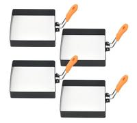Stampi per uova, 4 pezzi da 4 pezzi da pollici in acciaio inossidabile quadrati di uova antiaderente anello di frittata per pancake stampo con maniglia in silicone per cucina domestica, colore cas