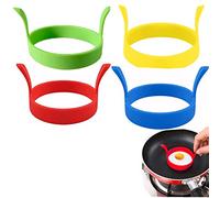 Stampi per Uova, 4 Pezzi Tampo per Uova Fritte Anello Uovo in Silicone con Manici Muffa Degli della Pancake Antiaderente Anello Pancake Stampi per Pancake Stampo Antiaderente per Uova Fritte