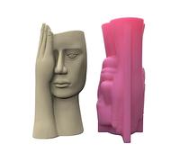 Stampi per vasi e fioriere schermati a forma di volto umano, in silicone, per realizzare a mano vasi da fiori