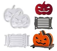Stampi per Zucche di Halloween, Set di 1 Stampo in Silicone con Supporto, Stampo per Sottobicchieri di Zucche, Set di Stampi in Resina per Fai da Te Autunno, Ringraziamento e Decorazioni