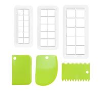 Stampi quadrati in 3 pezzi con 3 raschietti, stampi per torte fondente, taglierina geometrica, strisce per biscotti, utensile da taglio