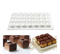 Stampi quadrati in silicone per cioccolato, 28 cavità, mini stampo quadrato per mousse per cuocere cubetti di caramelle, dessert, 29,5 x 17,5 x 2,5 cm