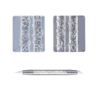 Stampi riutilizzabili in silicone per unghie a forma di fiore di ibisco e ciliegie, strumento per intagliare le unghie, forniture artistiche ad alta elasticità, con penna da intaglio