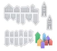 Stampi silicone Natale 4 pezzi stampi mini casa in silicone per resina e gesso, 2 grandi + 2 piccoli, forme natalizie per decorazioni fai da te feste e regali