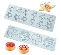 Stampi Tuille 2 pezzi Stampi Tuile per fiori e forme geometriche Pizzo in silicone per decorazione di torte Fai da te Facile rilascio Cottura alimentare per dessert alimentari, decorazioni