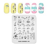 Stampigliatura Piatto estivo Tema Immagine Stampa Modelli di design Nuoto Spiaggia Bikini Succo Modello multiplo Manicure Design Stencil Strumenti per timbratura nail art DIY