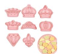 Stampini a forma di corona per biscotti a forma di corona con timbri - Stampini per biscotti fondente della serie di corone principesse - 8 stampi per biscotti a forma di corona per biscotti, fondente