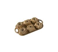 Nordic Ware – Stampo per tortine Geo Bundtlette – mini Bundt – Prodotto negli Stati Uniti – Oro