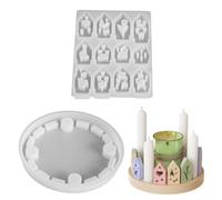 Stampini In Silicone Natalizi Per Resina 12 Cavità Con Base Antiaderente | Stampo Per Case Natalizie E Candelieri Per Cera Decorazioni Feste E Mestieri Bambini Adulti Principianti