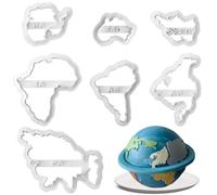 Stampini per biscotti a forma di mappa del mondo, a forma di sette continenti, in plastica 3D, 7 pezzi per decorazioni di torte, strumenti di pasticceria
