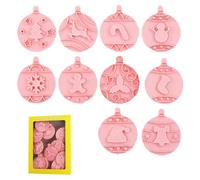 Stampini per biscotti a forma di stampo da forno, 10 timbri per biscotti pressati a mano, per biscotti di Natale, forniture da cucina, kit di formine natalizie