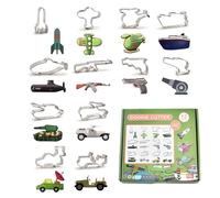 Stampini per biscotti in acciaio inox, per gelato, mezzi di trasporto, frutta, dinosauri, animali marini, decorazione per torte e cibo per feste (motivo stratega militare)