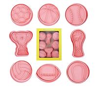 Stampini rotondi - Forme di cutter pasquale, set di 8 stampi per biscotti sportivi, tagliapasta in stile sportivo, strumento di cottura fondente, decorazione per torte artigianali | Stampi