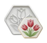 Stampino per biscotti a forma di girasole, in plastica per uso alimentare, multicolore, a forma di tulipano, per la famiglia, pasticceria, argilla, fai da te, festa della mamma, regalo B