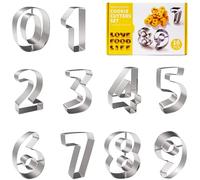 Stampino per biscotti con numeri da 0 a 9, in acciaio inox digitale, per biscotti, biscotti, biscotti, biscotti, biscotti, biscotti, cuocere, torte, fondente, fai da te