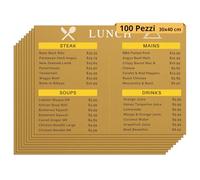 Stampitaly® 100 Tovagliette Monouso Personalizzate 30x40cm con Logo, Made in Italy - Stampa Menù e Grafica - Tovagliette Usa e Getta Personalizzabili per Ristoranti e Bar in Carta Paglia 90 Gr/mq