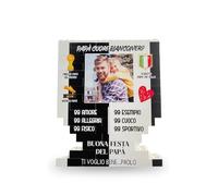 StampItaly Scudetto Calcio Miglior Papà Personalizzabile con Foto e Testo - Perfetta Idea Regalo Festa del Papà Compleanno - Dimensioni 13x15,5 cm (BIANCO - NERO)