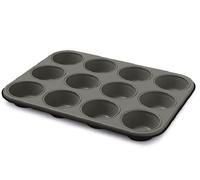 Guardini Happy Hour, Stampo 12 Muffins, Acciaio con Rivestimento Antiaderente, Colore Nero/Grigio