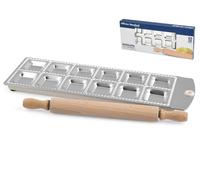 Officine Standard 8407300 Stampo, Alluminio, 12 Ravioli Quadri Mattarello