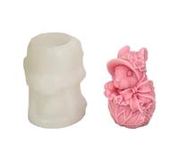 Stampo 3D a forma di coniglio con fiocco, per candele, aromi, cera, sapone, stampi per decorazioni