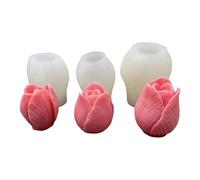 Stampo 3D a forma di fiore, riutilizzabile, 3 pezzi per creare sapone con petali dettagliati, versatore di cera in silicone flessibile, stampo per artigianato con superfici antiaderenti, stampo per