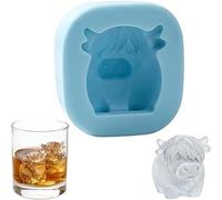 Stampo 3D per cubetti di ghiaccio a forma di mucca delle Highland, 6 cavità, in silicone, per whisky e cocktail, stampo professionale in silicone per alimenti per cioccolato e cottura (A)