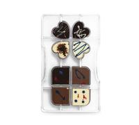 Stampo 8 cioccolatini quadrifoglio in policarbonato 3,5 x 3,5 cm Decora
