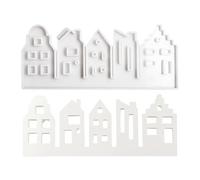 Stampo a forma di casa per gesso, stampo decorativo per la casa, stampo in silicone a cinque cavità, inserto per portacandele, inserto per candela, stampo per fusione