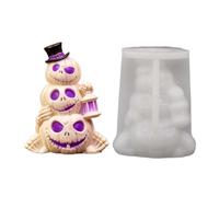 Stampo a forma di teschio e zucca, in silicone 3D a 3 strati, decorazione riutilizzabile, per candele, orsetti gommosi, sapone, candele, artigianato, feste, aule e cioccolato