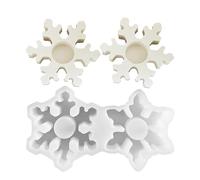 Stampo a fusione epossidica - forma invernale, supporto a lume di candela | Vassoio in silicone Snowflake, stampo per artigianato fai-da-te più il cast di tealight a 2 cavi per decorazioni per le