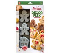 Stampo antiaderente in silicone per 6 casette e omini Gingerbread Decora