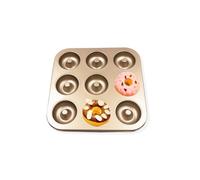 Stampo antiaderente per ciambelle, 9 cavità, in acciaio al carbonio, per ciambelle, muffin, cupcake, oro (uno stile)