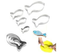 Stampo Biscotti a Forma di Pesce in Acciaio Inox, Set di 5 Formine per Biscotti di Diverse Dimensioni, Perfetto per Decorazioni e Occasioni Speciali, Facile da Pulire