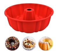 Stampo Ciambella, 24 cm Silicone Stampo Ciambellone, Stampo per Ciambellone, Stampo Ciambella 24 cm, Antiaderente Stampo Ciambella Silicone, per Torta, Gelatina, Pane (Rossa)
