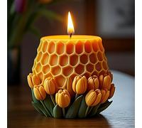 Stampo cilindrico a nido d'ape a forma di tartaruga, rosa, tulipano, succulente, in silicone, per candele, resina e sapone