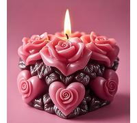 Stampo cilindrico a spirale in silicone a forma di cuore con rose e fiori, per candele, resina e sapone