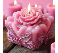 Stampo cilindrico a spirale in silicone a forma di cuore con rose e fiori, per candele, resina e sapone